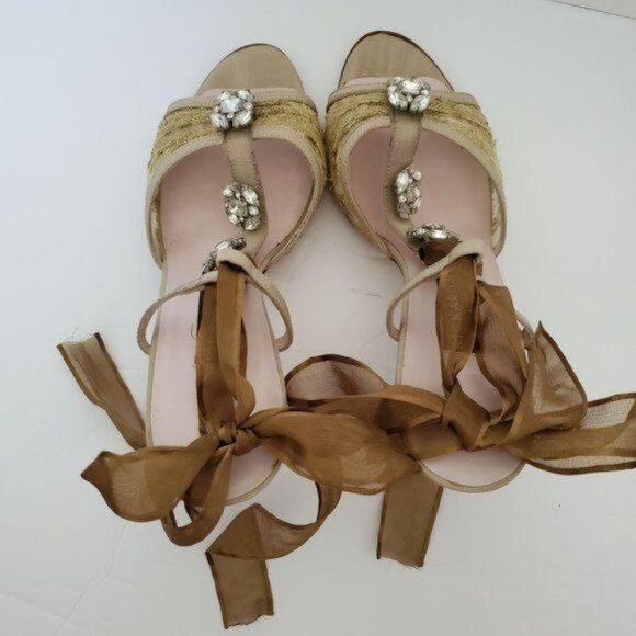 Rickard Shah Heels Sandals Shoes Rhinestones OPEN TOE Women's WOMAN'S Size 7 ½ - Picture 2 of 9